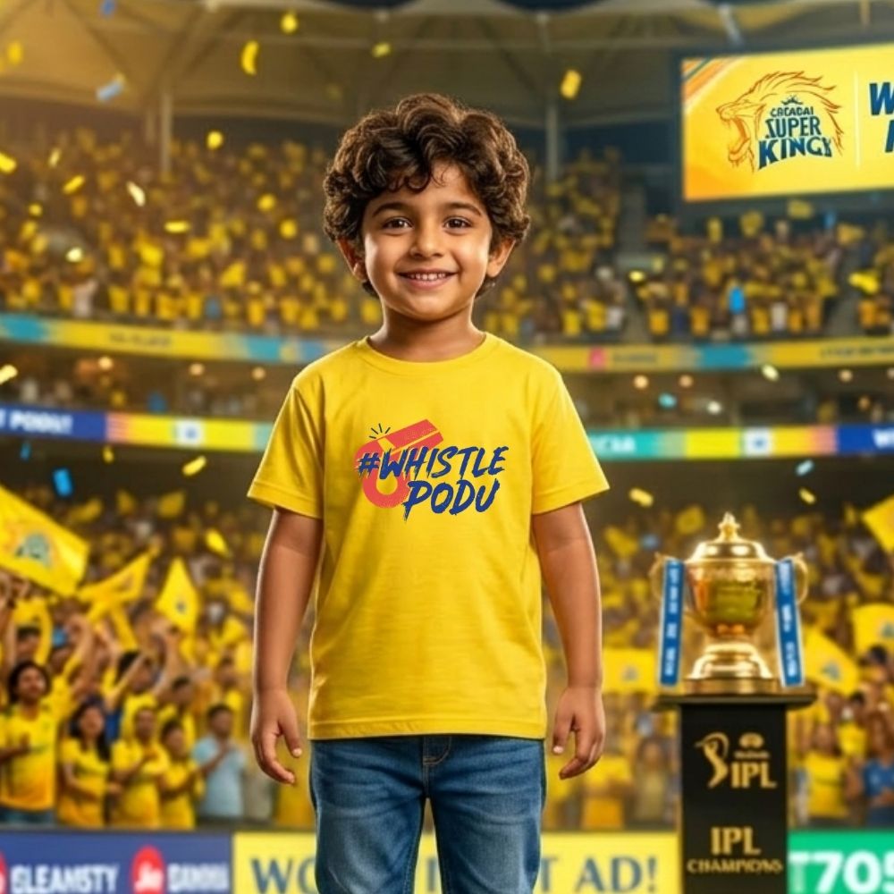 Chennai Super Kings CSK Fan T-Shirt for Kids – Yellow IPL Cricket Supporter Tee