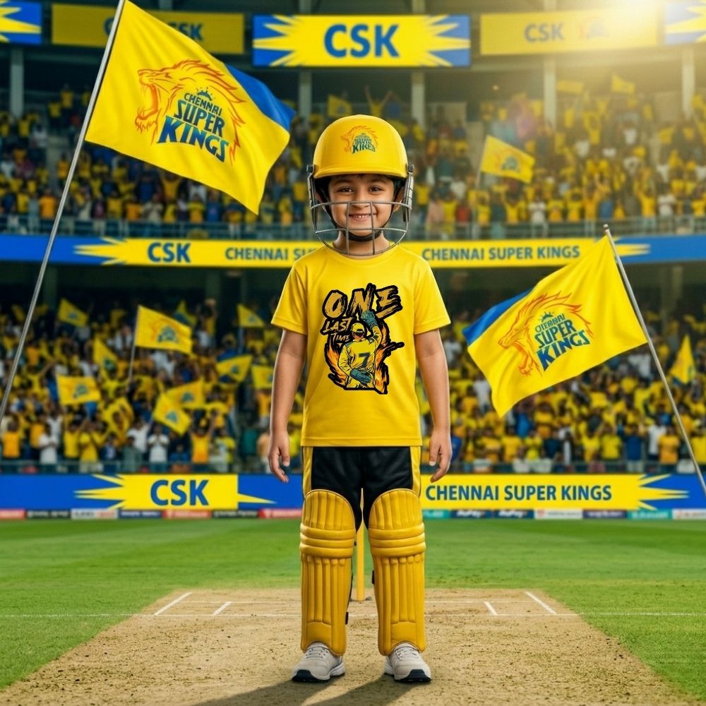 CSK IPL Cricket Fan T-Shirt for Kids – Chennai Super Kings Yellow Tee