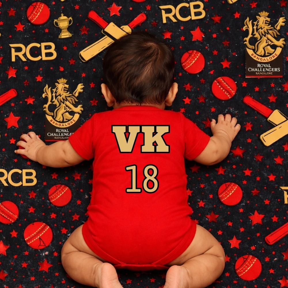 RCB Fan Romper for Kids - IPL Little fan rompers - Personalised