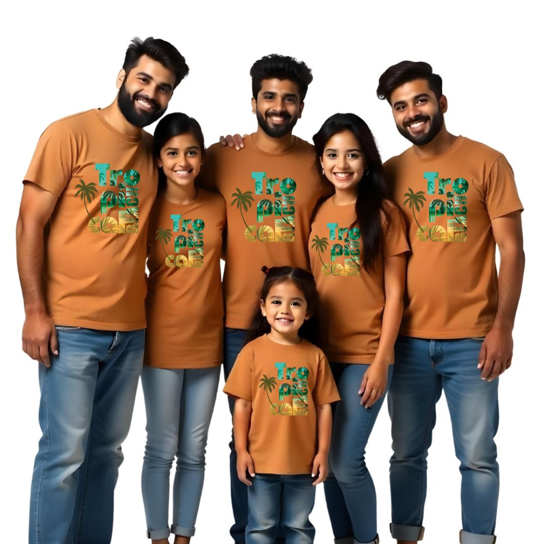 Tropical Beach Printed Matching Vacation Group T-Shirts