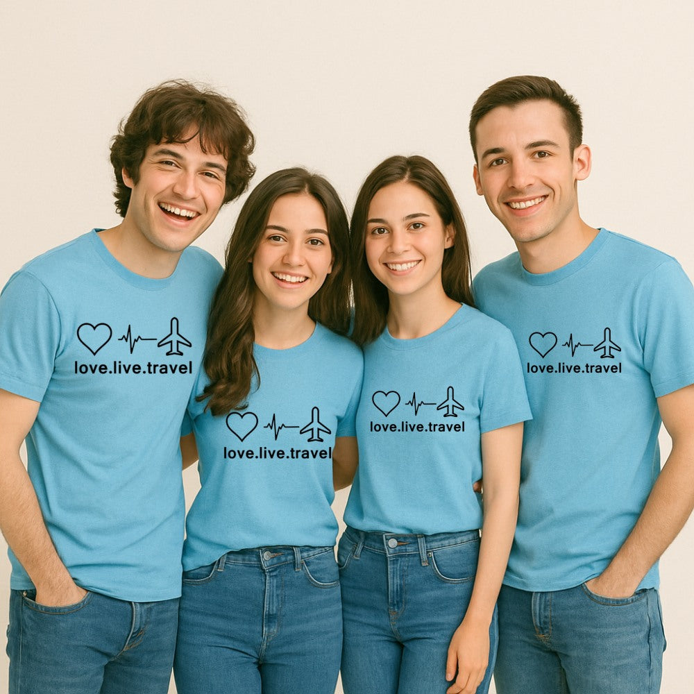 Wanderlust Vibes Matching Travel Tees - Heartbeat of Travel Group Shirts